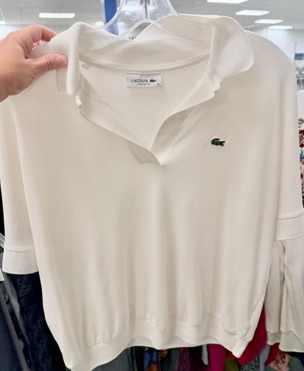 LACOSTE Women's Relaxed Fit  Sport Polo Shirt White with Alligator Emblem